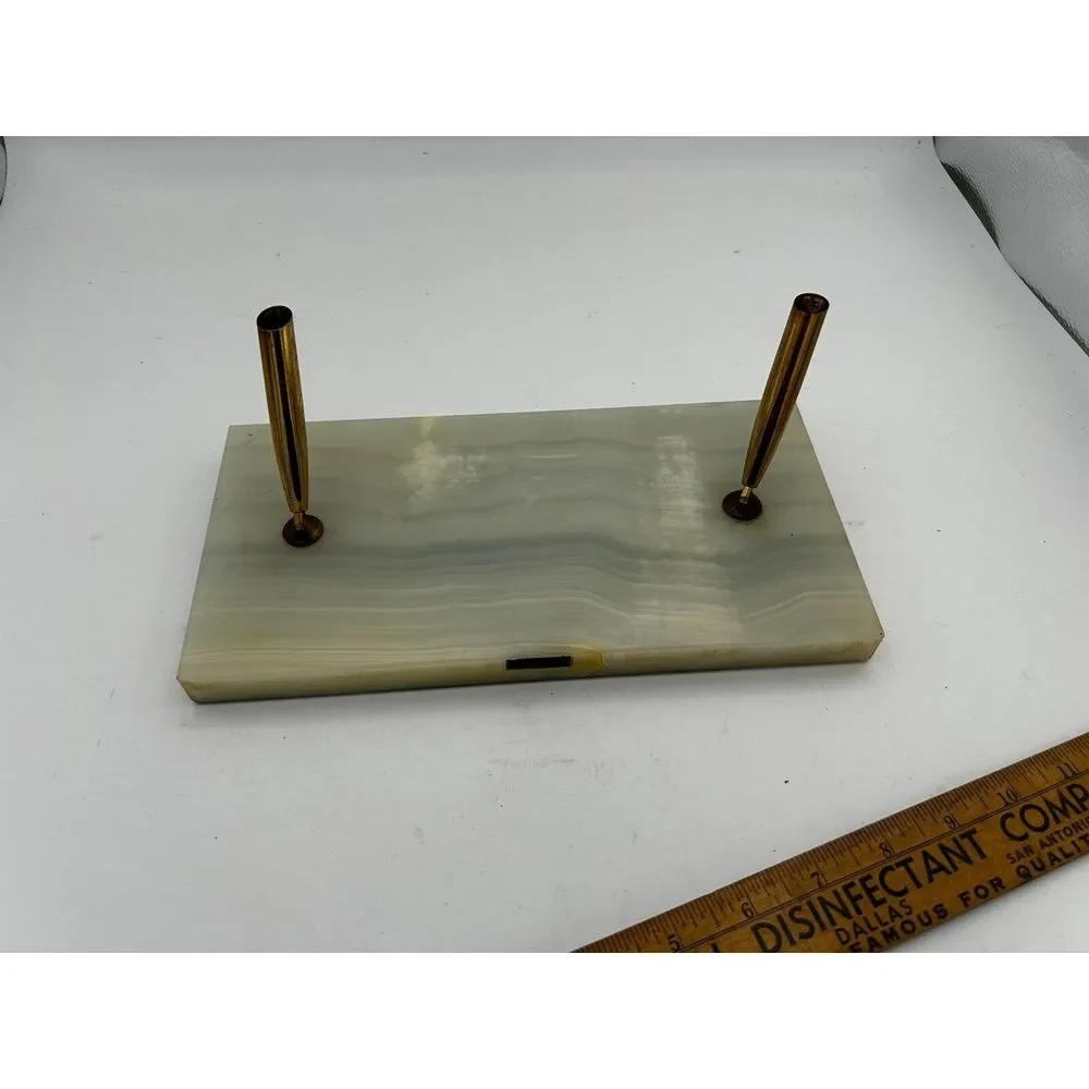 Sheaffer M5013 Desk Set‎ Vintage Marble Base 2 Pen Set.